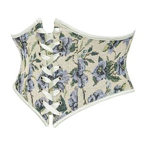 Vintage Embroidered Floral Corset Belt, Front Lace-Up Waist Cincher with Back Zipper N23872