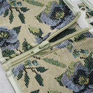 Vintage Embroidered Floral Corset Belt, Front Lace-Up Waist Cincher with Back Zipper N23872