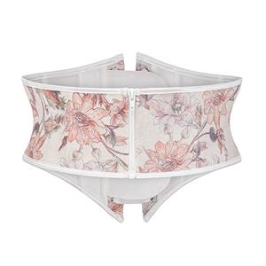 Vintage Embroidered Floral Corset Belt, Front Lace-Up Waist Cincher with Back Zipper N23873