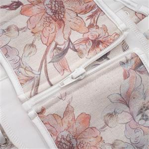 Vintage Embroidered Floral Corset Belt, Front Lace-Up Waist Cincher with Back Zipper N23873