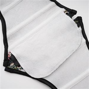 Vintage Embroidered Floral Corset Belt, Front Lace-Up Waist Cincher with Back Zipper N23879