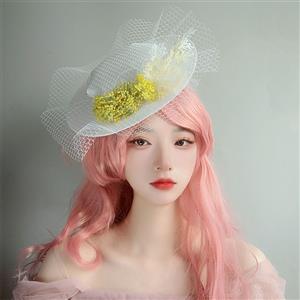 Vintage Fishnet Fascinator Lady Bowler-hat Princess Cosplay Party Hairpin Accessory J21677