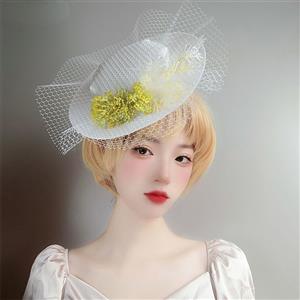 Vintage Fishnet Fascinator Lady Bowler-hat Princess Cosplay Party Hairpin Accessory J21677
