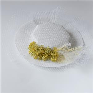 Vintage Fishnet Fascinator Lady Bowler-hat Princess Cosplay Party Hairpin Accessory J21677