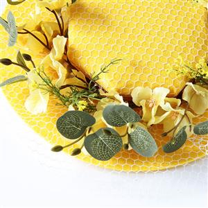 Vintage Fishnet and Flower Fascinator Bowler-hat Princess Hair Clip Cosplay Party Accessory J21678