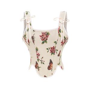 Women's Summer Vintage Floral Renaissance Corset Top for Women Y2k Tops Sleeveless Drawstring Crop Top N23452