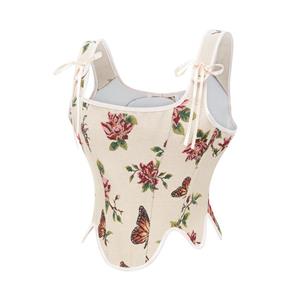 Women's Summer Vintage Floral Renaissance Corset Top for Women Y2k Tops Sleeveless Drawstring Crop Top N23452