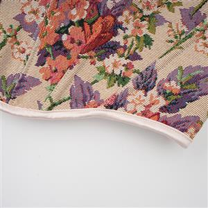 Vintage Floral Corset Top - Adjustable Lace-Up Bustier with Bow Straps for Women N237841