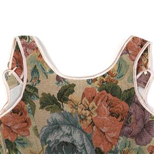 Vintage Floral Corset Top - Adjustable Lace-Up Bustier with Square Neckline N237842