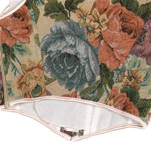 Vintage Floral Corset Top - Adjustable Lace-Up Bustier with Square Neckline N237842