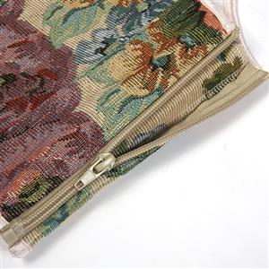 Vintage Floral Corset Top - Adjustable Lace-Up Bustier with Square Neckline N237842