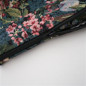 Vintage Floral Corset Top - Adjustable Lace-Up Bustier with Square Neckline N23887