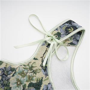 Vintage Floral Corset Top - Adjustable Lace-Up Bustier with Square Neckline N23889