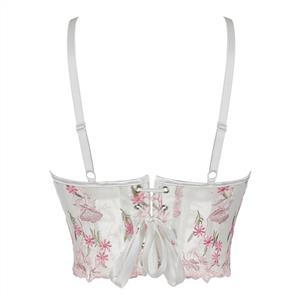 Vintage Floral Embroidered Mesh Corset Top N23941
