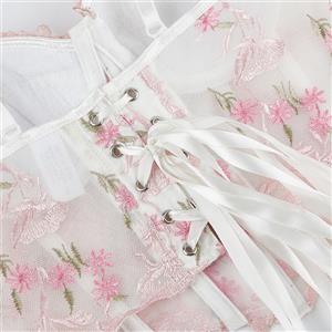 Vintage Floral Embroidered Mesh Corset Top N23941