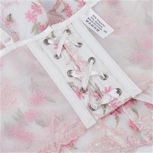 Vintage Floral Embroidered Mesh Corset Top N23941