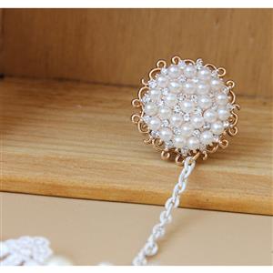 Vintage Floral Lace Wristband Pearls Embellishment Bracelet with Ring J17830