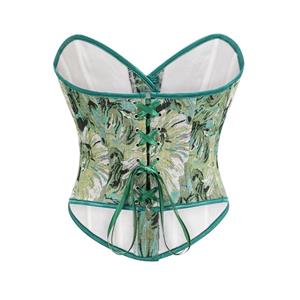 Victorian Gothic 12 Plastic Boned Printed Flower Cincher Body Shaper Overbust Corset N23593