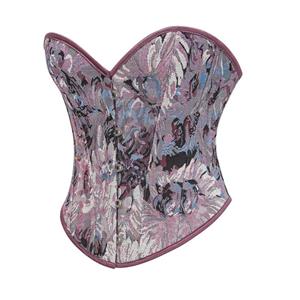Victorian Gothic 12 Plastic Boned Printed Flower Cincher Body Shaper Overbust Corset N23594