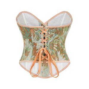 Victorian Gothic 12 Plastic Boned Printed Flower Cincher Body Shaper Overbust Corset N23595