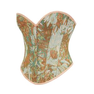 Victorian Gothic 12 Plastic Boned Printed Flower Cincher Body Shaper Overbust Corset N23595