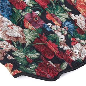 Vintage Floral Print Bustier with Front Snaps and Back Lace-Up, Adjustable Corset Top N23860