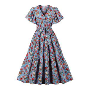 Retro Floral Print Dresses for Women 1960, Vintage 1950's Dresses for Women,Vintage Dress for Women, Sexy Dresses for Women Cocktail, Cheap Party Dress, Vingtage Office Lady Midi Dress, #N22101