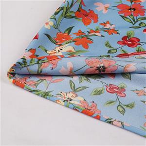 Vintage Floral Print Surplice Neckline Flare Sleeve Rockabilly Party Tiered Dress with Belt N22101