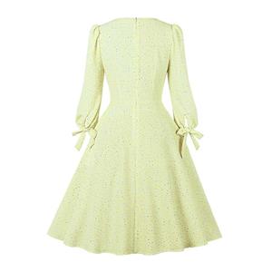 Vintage Floral Print V Neckline 3/4 Sleeve Front Button High Waist Tea Party Midi Dress N21712