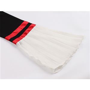Fashion Lapel Flared Sleeve Striped High Waist Party Midi Dress N19519
