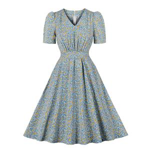 Cute Summer Swing Dress, Retro Dresses for Women 1960, Vintage Dresses 1950's, Plus Size Summer Dress, Vintage Dress for Women, Vintage Floral Print Dresses for Women, Vintage Summer Dresses for Women, #N21728