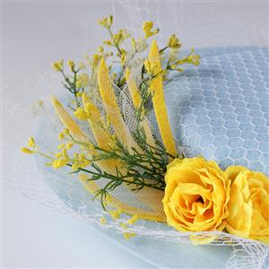 Vintage Fishnet and Flowers Fascinator Bridal Bowler-hat Princess Lolita Cosplay Accessory J21682