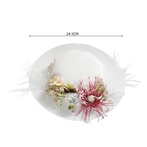 Retro Flowers and Fishnet Fascinator Lolita Bowler-hat Princess Cosplay Party Accessory J21683