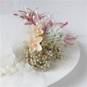 Retro Flowers and Fishnet Fascinator Lolita Bowler-hat Princess Cosplay Party Accessory J21683