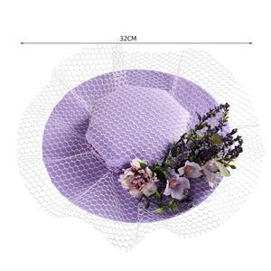 Retro Purple Flowers and Fishnet Fascinator Lolita Bowler-hat Princess Cosplay Accessory J21684