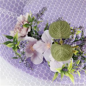 Retro Purple Flowers and Fishnet Fascinator Lolita Bowler-hat Princess Cosplay Accessory J21684