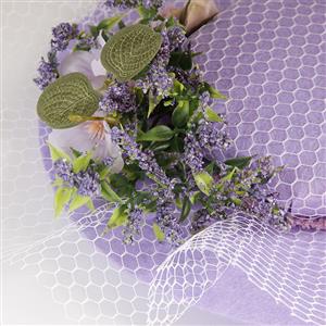 Retro Purple Flowers and Fishnet Fascinator Lolita Bowler-hat Princess Cosplay Accessory J21684