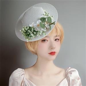 Vintage Flowers and Pearls Fascinator Bridal Bowler-hat Princess Cosplay Party Accessory J21681