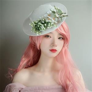 Vintage Flowers and Pearls Fascinator Bridal Bowler-hat Princess Cosplay Party Accessory J21681