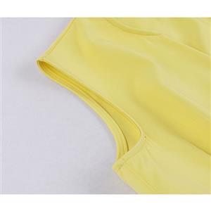 Vintage Rockabilly V Neck Front Button Sleeveless High Waist Cocktail Party Swing Dress N19104