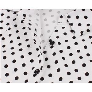 Vintage Rockabilly Polka Dots Lapel Sleeveless Front Button High Waist Cocktail Swing Dress N21484