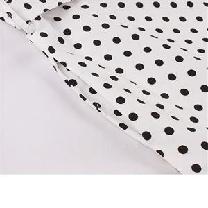 Vintage Rockabilly Polka Dots Lapel Sleeveless Front Button High Waist Cocktail Swing Dress N21484