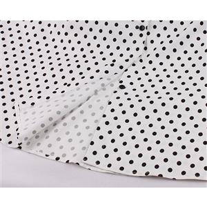 Vintage Rockabilly Polka Dots Lapel Sleeveless Front Button High Waist Cocktail Swing Dress N21484