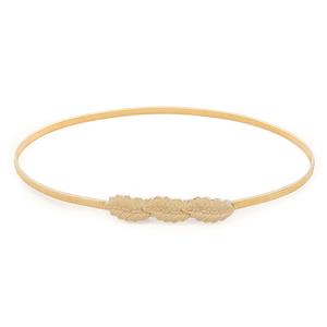 Vintage Golden Leaves Elastic Alloy Thin Slender Waist Belt Accessory N18776