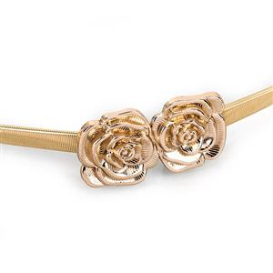 Noble Golden Rose Elastic Alloy Thin Slender Waist Belt Accessory N18775