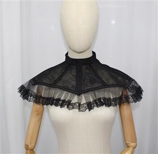 Victorian lace collar, Gothic Peter Pan choker, Halloween accessory, Black high-neck collar, Vintage costume piece, Elegant lace choker, Witch costume accessory, Victorian ghost outfit, Gothic fashion detail, Party cosplay collar
