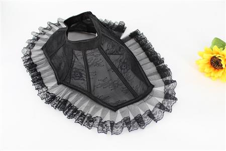 Vintage Gothic Lace Peter Pan Collar - Black High-Neck Victorian Choker for Halloween & Cosplay N23790