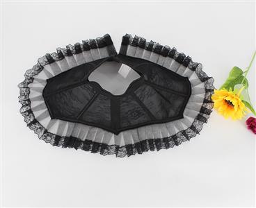 Vintage Gothic Lace Peter Pan Collar - Black High-Neck Victorian Choker for Halloween & Cosplay N23790