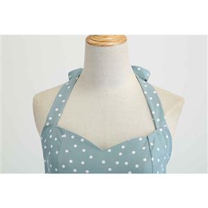 Vintage Halter Neck Sweetheart Bodice Polka Dots Print Backless Summer Swing Dress N20311