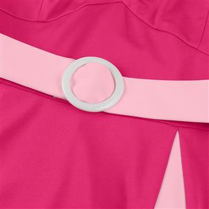 Vintage 1950s Halter Pink & Magenta Color - Block Swing Dress N23937